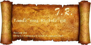 Tamássy Richárd névjegykártya